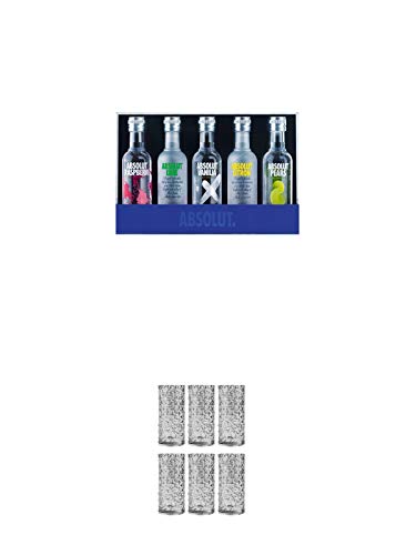 Absolut Five Miniaturpackung 250 ml + 9 Mile Highball Vodka Glas 6 Stück von 1a Schiefer