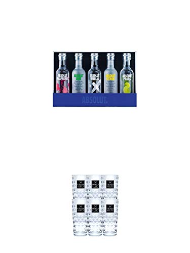 Absolut Five Miniaturpackung 250 ml + Three Sixty Vodka Gläser 6er Karton von 1a Schiefer