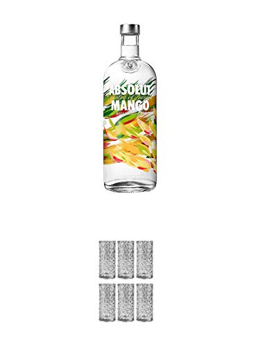 Absolut Vodka Mango 1,0 Liter + 9 Mile Highball Vodka Glas 6 Stück von 1a Schiefer