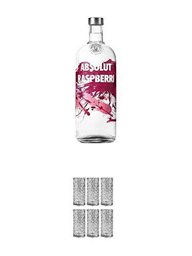 Absolut Vodka Raspberry 1,0 Literflasche + 9 Mile Highball Vodka Glas 6 Stück von 1a Schiefer