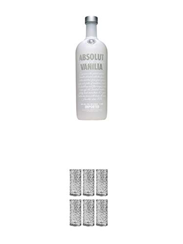 Absolut Vodka Vanilla 1,0 Liter + 9 Mile Highball Vodka Glas 6 Stück von 1a Schiefer