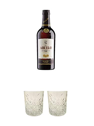 Abuelo Anejo 12 Jahre Rum Panama 0,7 Liter + Rum Glas 1 Stück + Rum Glas 1 Stück von 1a Schiefer