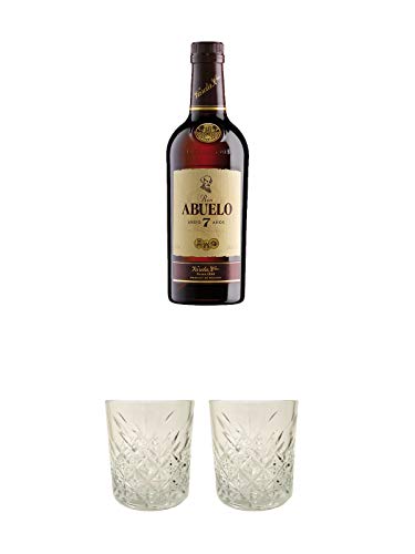 Abuelo Anejo 7 Jahre Rum Panama 0,7 Liter + Rum Glas 1 Stück + Rum Glas 1 Stück von 1a Schiefer