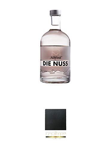 Albfink Nuss Likör 34% Deutschland 0,5 Liter + Schiefer Glasuntersetzer eckig ca. 9,5 cm Durchmesser von 1a Schiefer