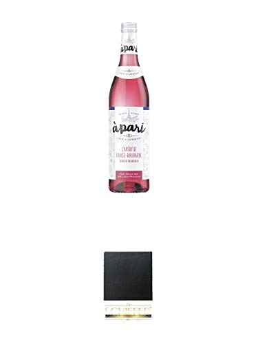 Apari Vive L Apertitif 0,7 Liter + Schiefer Glasuntersetzer eckig ca. 9,5 cm Durchmesser von 1a Schiefer