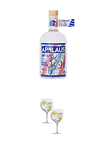 Applaus Gin - SÜDMARIE - Stuttgart Trocken 0,5 Liter + Spiegelau Gin & Tonic 4390179 2 Gläser von 1a Schiefer