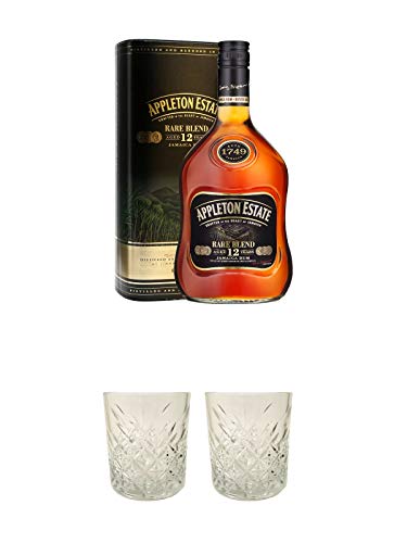 Appleton RARE Blend 12 Jahre (43%) Jamaika Rum 0,7 Liter + Rum Glas 1 Stück + Rum Glas 1 Stück von 1a Schiefer