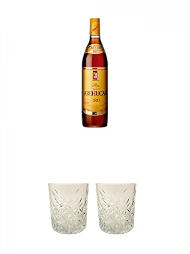 Arehucas Carta Oro 0,7 Liter Kanarische Inseln + Rum Glas 1 Stück + Rum Glas 1 Stück von 1a Schiefer