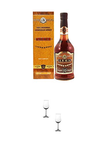 Arma Brandy XO - 10 Jahre 0,5 Liter + Nosing Gläser Kelchglas Bugatti mit Eichstrich 2cl und 4cl - 2 Stück von 1a Schiefer