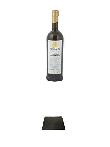 Asplanato Italienisches Olivenöl aus ligurischen Taggiasca Oliven 0,75 Liter + Käseplatten - 1 er - Set 22 x 16 aus Schiefer für Dinnerpartys und Veranstaltungen von 1a Schiefer
