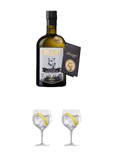 BOAR Premium Dry Gin Schwarzwald Dry Gin 0,5 Liter + Ballon Bistro Cubata GIN Glas 1 Stück + Ballon Bistro Cubata GIN Glas 1 Stück von 1a Schiefer