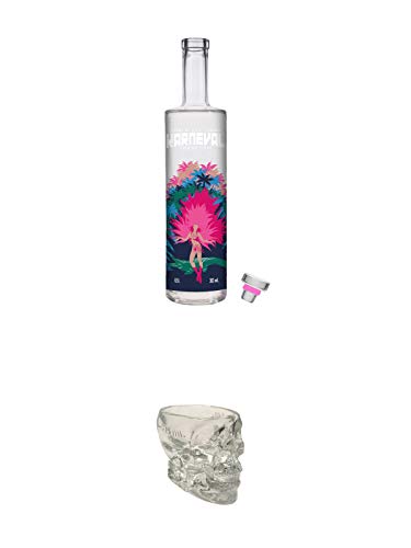 BONEZ MC & RAF CAMORA Karneval Premium Vodka 0,50 Liter + Wodka Totenkopf aus Glas 1 Stück 29 ml von 1a Schiefer