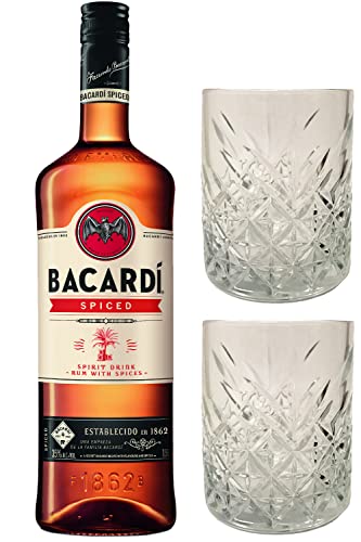 Bacardi Spiced 1,5 Liter + Rum Glas 1 Stück + Rum Glas 1 Stück von 1a Schiefer