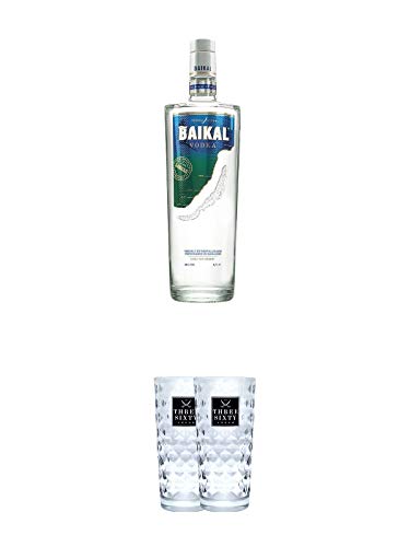 Baikal Vodka 0,7 Liter 40% + Three Sixty Vodka Gläser 2 Stück von 1a Schiefer