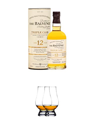 Balvenie 12 Jahre Triple CASK Single Malt Whisky 0,2 Liter (Halbe) + The Glencairn Glas Stölzle 2 Stück von 1a Schiefer