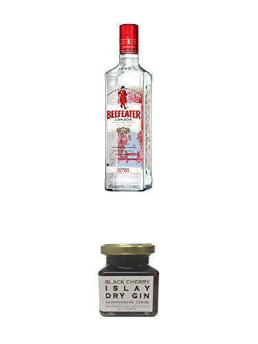 Beefeater London Dry Gin England 0,7 Liter + Islay Dry Gin Black Cherry Sauerkirsche Marmelade 150 Gramm von 1a Schiefer