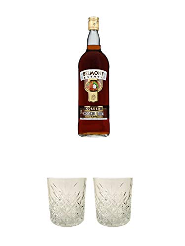 Belmont Estate Golden Coconut 0,7 Liter + Rum Glas 1 Stück + Rum Glas 1 Stück von 1a Schiefer