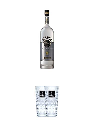 Beluga Noble Russischer Vodka 0,7 Liter + Three Sixty Vodka Gläser 2 Stück von 1a Schiefer