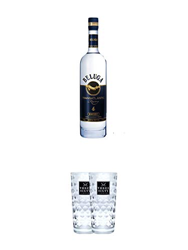 Beluga Transatlantic Vodka 0,7 Liter + Three Sixty Vodka Gläser 2 Stück von 1a Schiefer