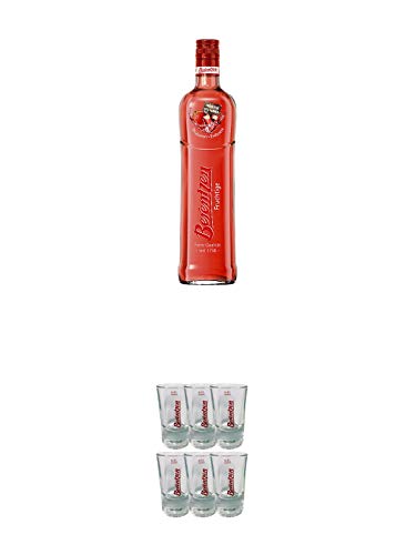 Berentzen Rhabarber Erdbeere 0,7 Liter + Berentzen Shotglas mit Eichstrich 6 x 2cl von 1a Schiefer