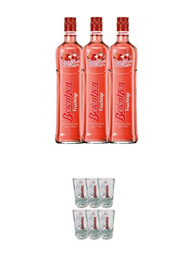 Berentzen Rhabarber Erdbeere 3 x 0,7 Liter + Berentzen Shotglas mit Eichstrich 6 x 2cl von 1a Schiefer