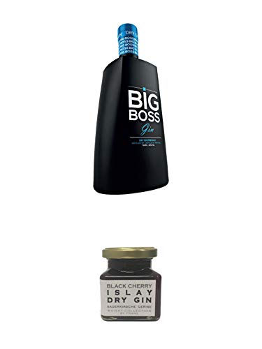 Big Boss Dry Gin Premium 40% 0,7 Liter + Islay Dry Gin Black Cherry Sauerkirsche Marmelade 150 Gramm von 1a Schiefer