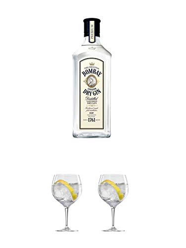 Bombay Original Dry Gin WHITE 1,0 Liter + Ballon Bistro Cubata GIN Glas 1 Stück + Ballon Bistro Cubata GIN Glas 1 Stück von 1a Schiefer