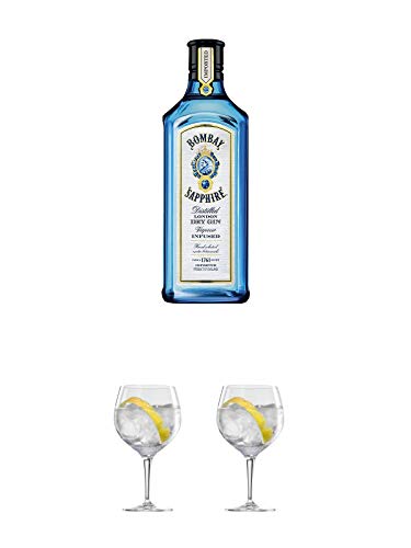 Bombay Sapphire Gin 1,0 Liter + Ballon Bistro Cubata GIN Glas 1 Stück + Ballon Bistro Cubata GIN Glas 1 Stück von 1a Schiefer