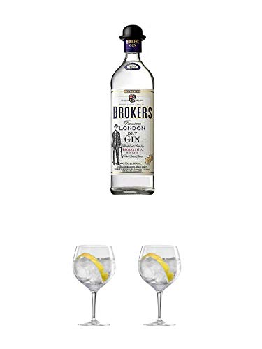 Brokers Premium London Dry Gin 40% 0,7 Liter + Ballon Bistro Cubata GIN Glas 1 Stück + Ballon Bistro Cubata GIN Glas 1 Stück von 1a Schiefer