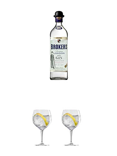 Brokers Premium London Dry Gin 47% 0,7 Liter + Ballon Bistro Cubata GIN Glas 1 Stück + Ballon Bistro Cubata GIN Glas 1 Stück von 1a Schiefer