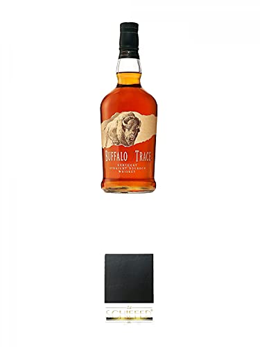 Buffalo Trace Bourbon Whiskey 1,0 Liter + Schiefer Glasuntersetzer eckig ca. 9,5 cm Durchmesser von 1a Schiefer