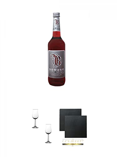 Bumsen Likör 0,7 Liter + Nosing Gläser Kelchglas Bugatti mit Eichstrich 2cl und 4cl - 2 Stück + Schiefer Glasuntersetzer eckig ca. 9,5 cm Ø 2 Stück Bumsen Likör 0,7 Liter + Nosing Gläser Kelchglas Bugatti mit Eichstrich 2cl und 4cl - 2 Stück + Schiefer Glasuntersetzer eckig ca. 9,5 cm Ø 2 Stück von 1a Schiefer