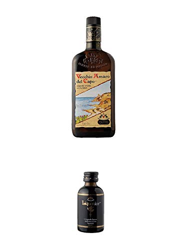 Caffo Vecchio Amaro del Capo Kräuterlikör aus Italien 0,7 Liter + Caffo Liquorice Lakritzlikör aus Italien 0,03 Liter MINIATUR von 1a Schiefer