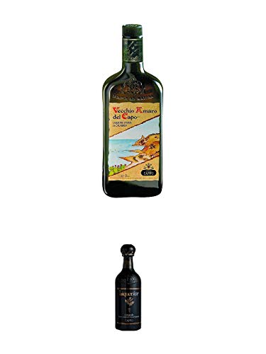 Caffo Vecchio Amaro del Capo Kräuterlikör aus Italien 1,0 Liter + Caffo LIQUORICE Lakritzlikör aus Italien 0,5 Liter von 1a Schiefer