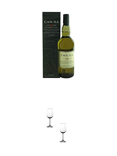 Caol Ila 12 Jahre 0,20 Liter + Nosing Gläser Kelchglas Bugatti mit Eichstrich 2cl und 4cl - 2 Stück von 1a Schiefer