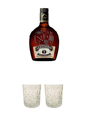 Centenario Anejo Especial 7 Jahre Costa Rica 0,7 Liter + Rum Glas 1 Stück + Rum Glas 1 Stück von 1a Schiefer