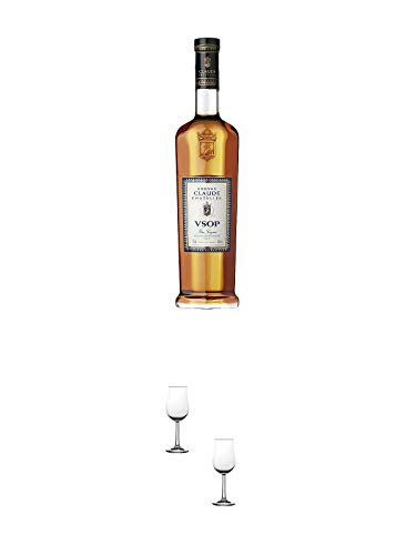 Claude Chatelier Cognac VSOP 0,7 Liter + Nosing Gläser Kelchglas Bugatti mit Eichstrich 2cl und 4cl - 2 Stück von 1a Schiefer