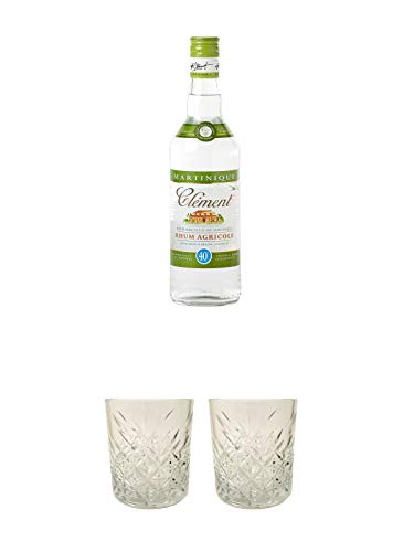 Clement Rhum Agricole Blanc 40% - Martinique 0,7 Liter + Rum Glas 1 Stück + Rum Glas 1 Stück von 1a Schiefer