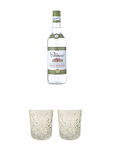 Clement Rhum Agricole Blanc 50% - Martinique 0,7 Liter + Rum Glas 1 Stück + Rum Glas 1 Stück von 1a Schiefer