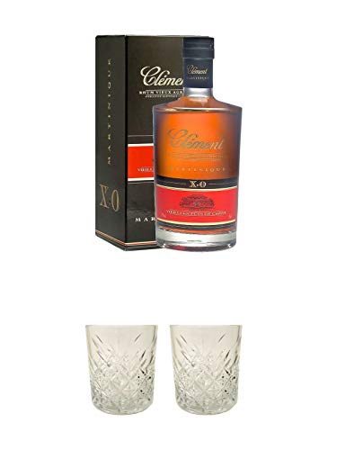 Clement Rhum Vieux Agricole X.O mit Geschenkverpackung 0,7 Liter + Rum Glas 1 Stück + Rum Glas 1 Stück von 1a Schiefer