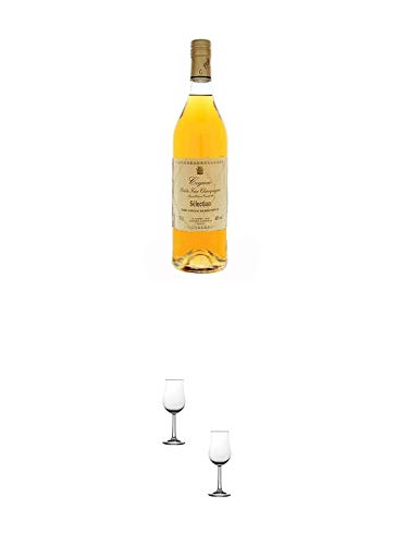 Cognac Dudognon Selection - COGNAC PETITE FINE CHAMPAGNE - Frankreich + Nosing Gläser Kelchglas Bugatti mit Eichstrich 2cl und 4cl - 2 Stück von 1a Schiefer