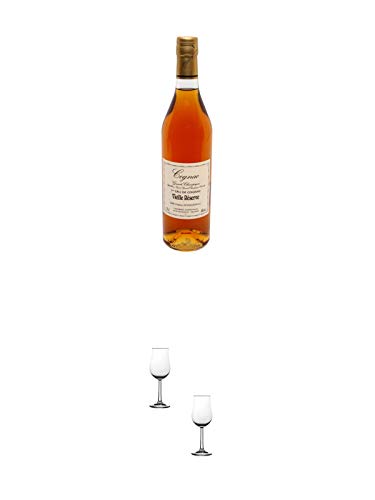 Cognac Dudognon Vielle Reserve - GRANDE CHAMPAGNE 1ER CRU DU COGNAC - Frankreich + Nosing Gläser Kelchglas Bugatti mit Eichstrich 2cl und 4cl - 2 Stück von 1a Schiefer