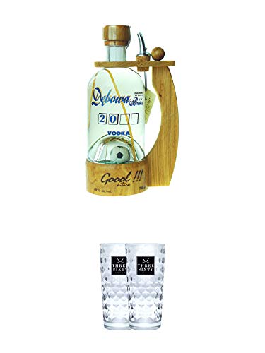 Debowa Fussball mit Henkel GOAL Vodka 0,7 Liter + Three Sixty Vodka Gläser 2 Stück Debowa Fussball mit Henkel GOAL Vodka 0,7 Liter + Three Sixty Vodka Gläser 2 Stück von 1a Schiefer
