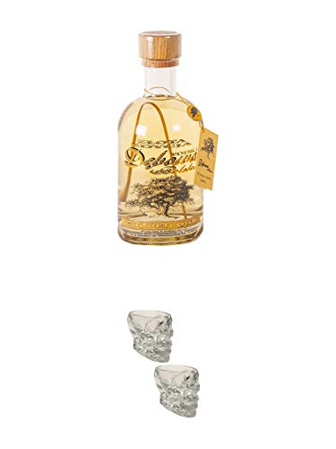 Debowa GOLDEN OAK Vodka 0,7 Liter + Wodka Totenkopf Shotglas 2 Stück von 1a Schiefer