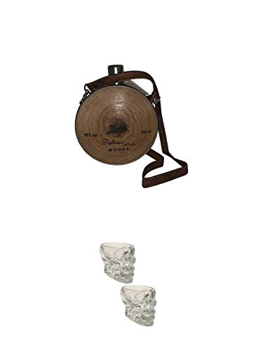 Debowa Jägerflasche mit Lederband Vodka 0,7 Liter + Wodka Totenkopf Shotglas 2 Stück Debowa Jägerflasche mit Lederband Vodka 0,7 Liter + Wodka Totenkopf Shotglas 2 Stück von 1a Schiefer