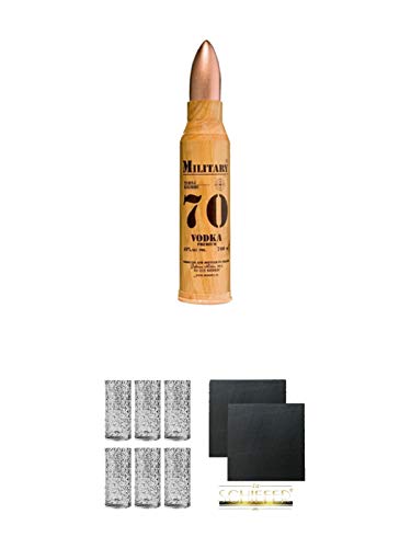 Debowa Military 70 Vodka Premium 40% Vol. 0,7 Liter + 9 Mile Highball Vodka Glas 6 Stück + Schiefer Glasuntersetzer eckig ca. 9,5 cm Ø 2 Stück Debowa Military 70 Vodka Premium 40% Vol. 0,7 Liter + 9 Mile Highball Vodka Glas 6 Stück + Schiefer Glasuntersetzer eckig ca. 9,5 cm Ø 2 Stück von 1a Schiefer
