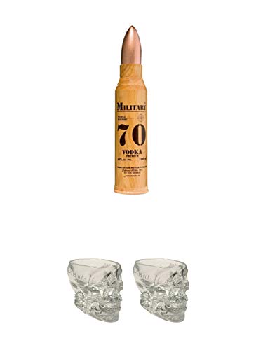Debowa Military 70 Vodka Premium 40% Vol. 0,7 Liter + Crystal Head Totenkopf aus Glas 1 Stück 29 ml + Crystal Head Totenkopf aus Glas 1 Stück 29 ml von 1a Schiefer