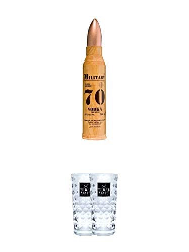 Debowa Military 70 Vodka Premium 40% Vol. 0,7 Liter + Three Sixty Vodka Gläser 2 Stück von 1a Schiefer