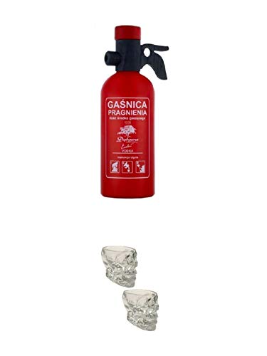 Debowa Polska Excellent Feuerlöscher polnischer Wodka 1,0 Liter + Wodka Totenkopf Shotglas 2 Stück Debowa Polska Excellent Feuerlöscher polnischer Wodka 1,0 Liter + Wodka Totenkopf Shotglas 2 Stück von 1a Schiefer