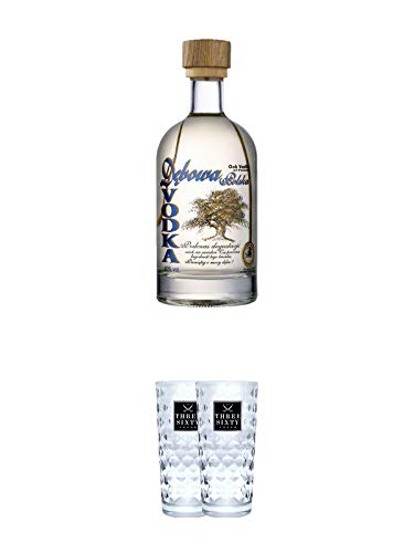 Debowa Vodka 0,5 Liter halbe + Three Sixty Vodka Gläser 2 Stück von 1a Schiefer